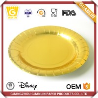 Wholesale Promotional Colorful Disposable Luncheon Plates Golden Paper Plate Cake Drum