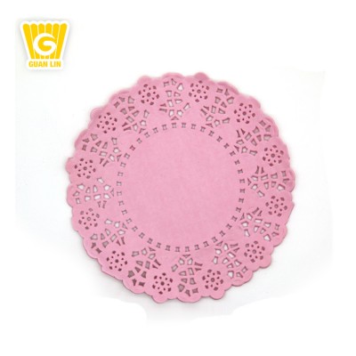 For Sale In China Low Price High Quality Round Shape Solid Pink Paper Doilies