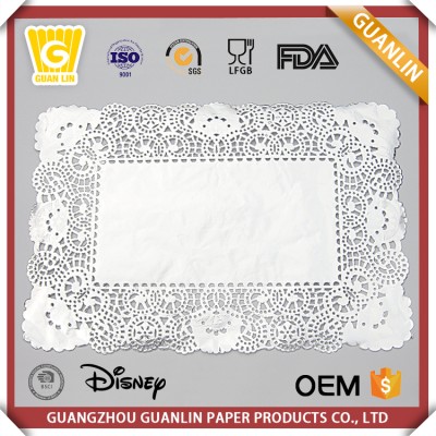 Wholesale 40gsm/53gsm food grade paper Round Rectangular Lace Gold Silver Foil Cream Paper Doilies