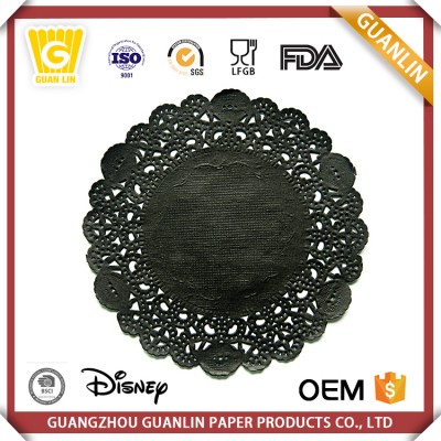 High Quality Factory Price Popular Design Lace Round Shape Solid Black Paper Doilies