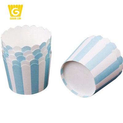 Professional light blue stripes paper cupcake muffin large baking wrappers