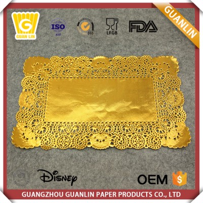 Rectangle round gold silver foil paper doily lace paper doilies