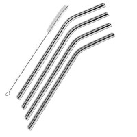 BPA Free Durable Stainless Steel Straws Bent Drinking Straws Set of 4 for Tumbler Cups